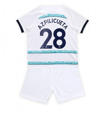 Chelsea Cesar Azpilicueta #28 Bortedraktsett Barn 2022-23 Kortermet (+ Korte bukser)